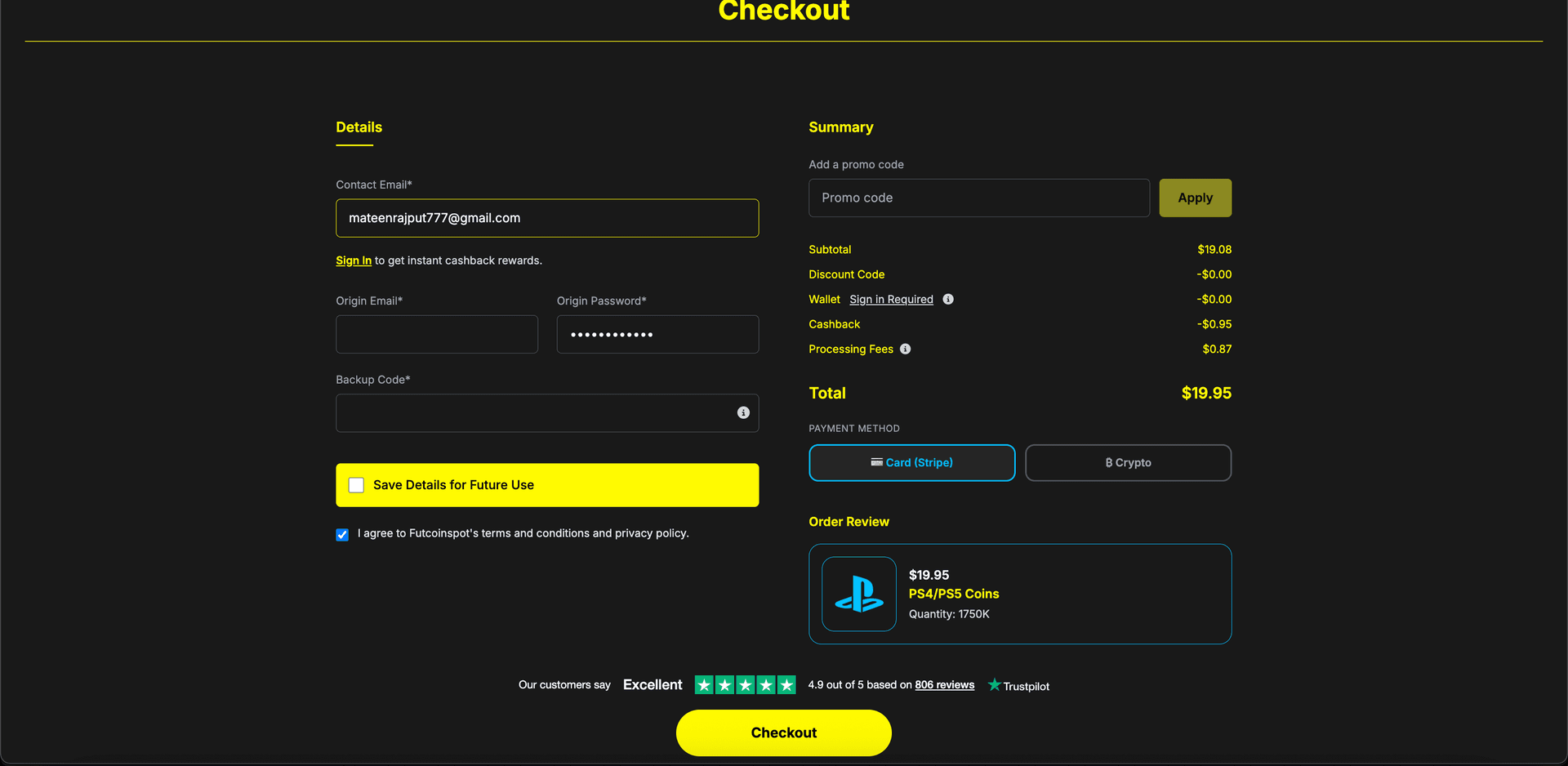 Checkout Page