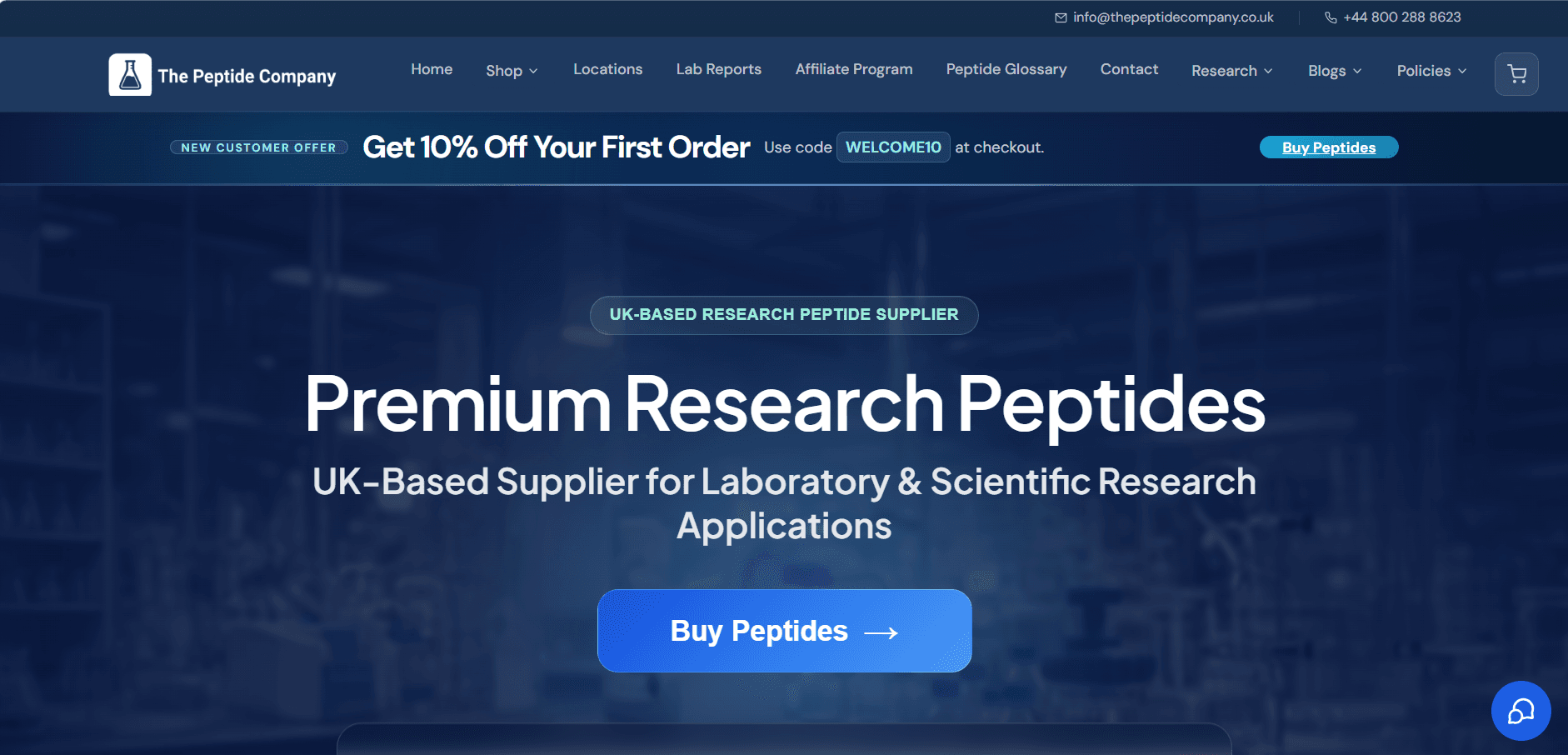 The Peptide Company homepage