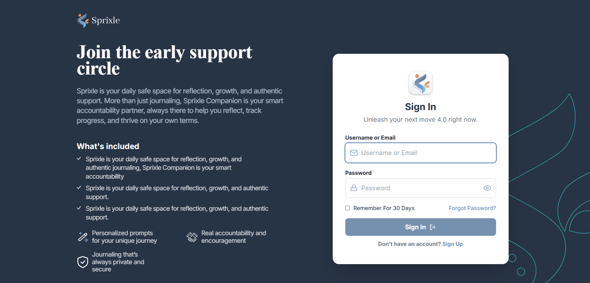 Sprixle Workspace Dashboard